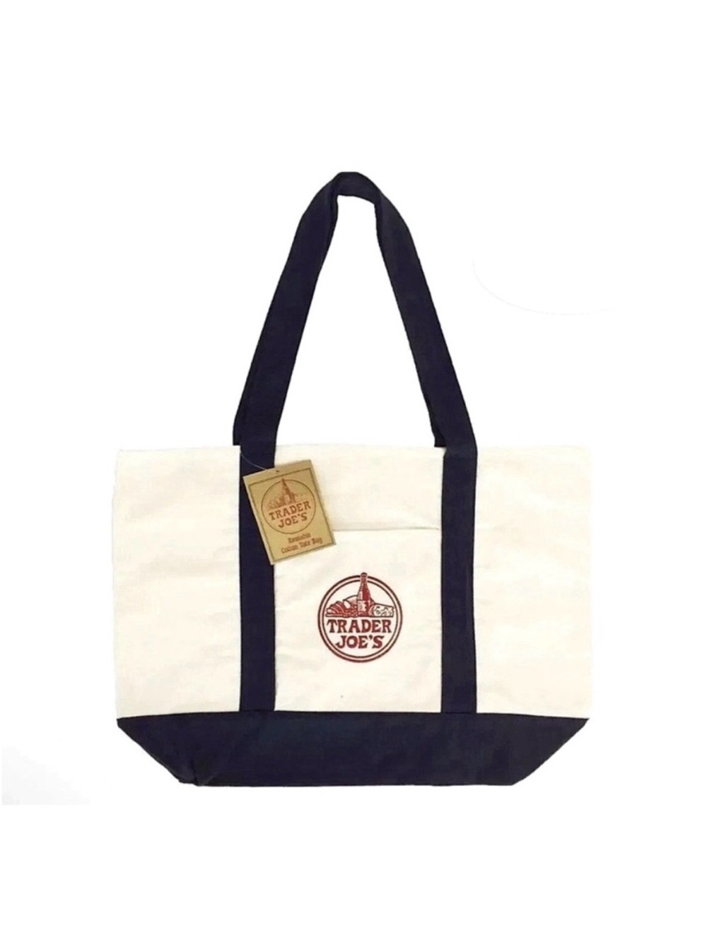 1 Trader Joe's Canvas Tote Bag NWT navy blue